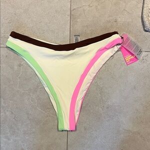 Oneone Colorblock Bikini Bottoms in Cream, Pink & Mint